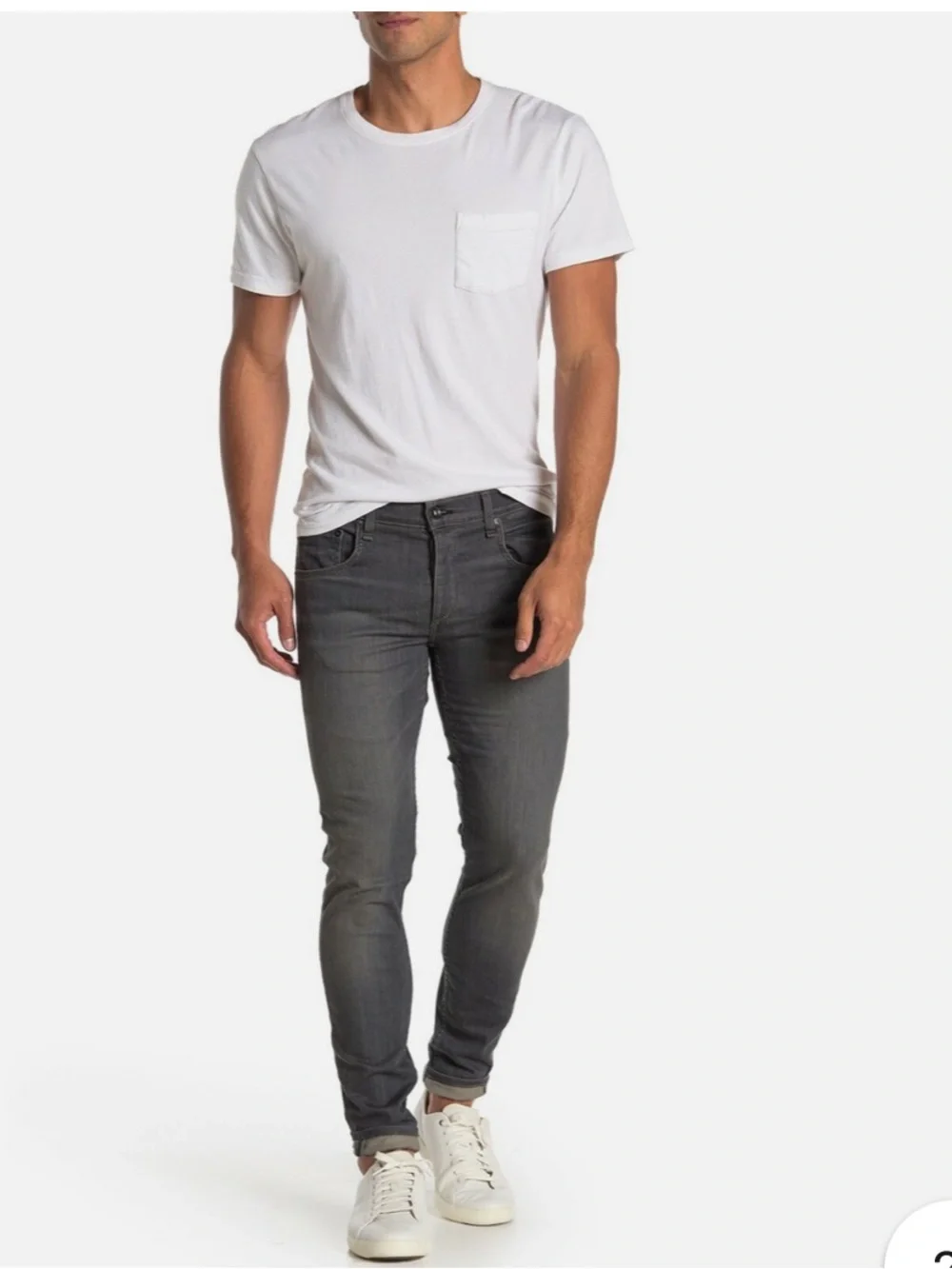 NEW Rag & Bone Mens Fit 1 Grey Extra Slim Fit Dark Wash Denim Skinny Jeans, 34